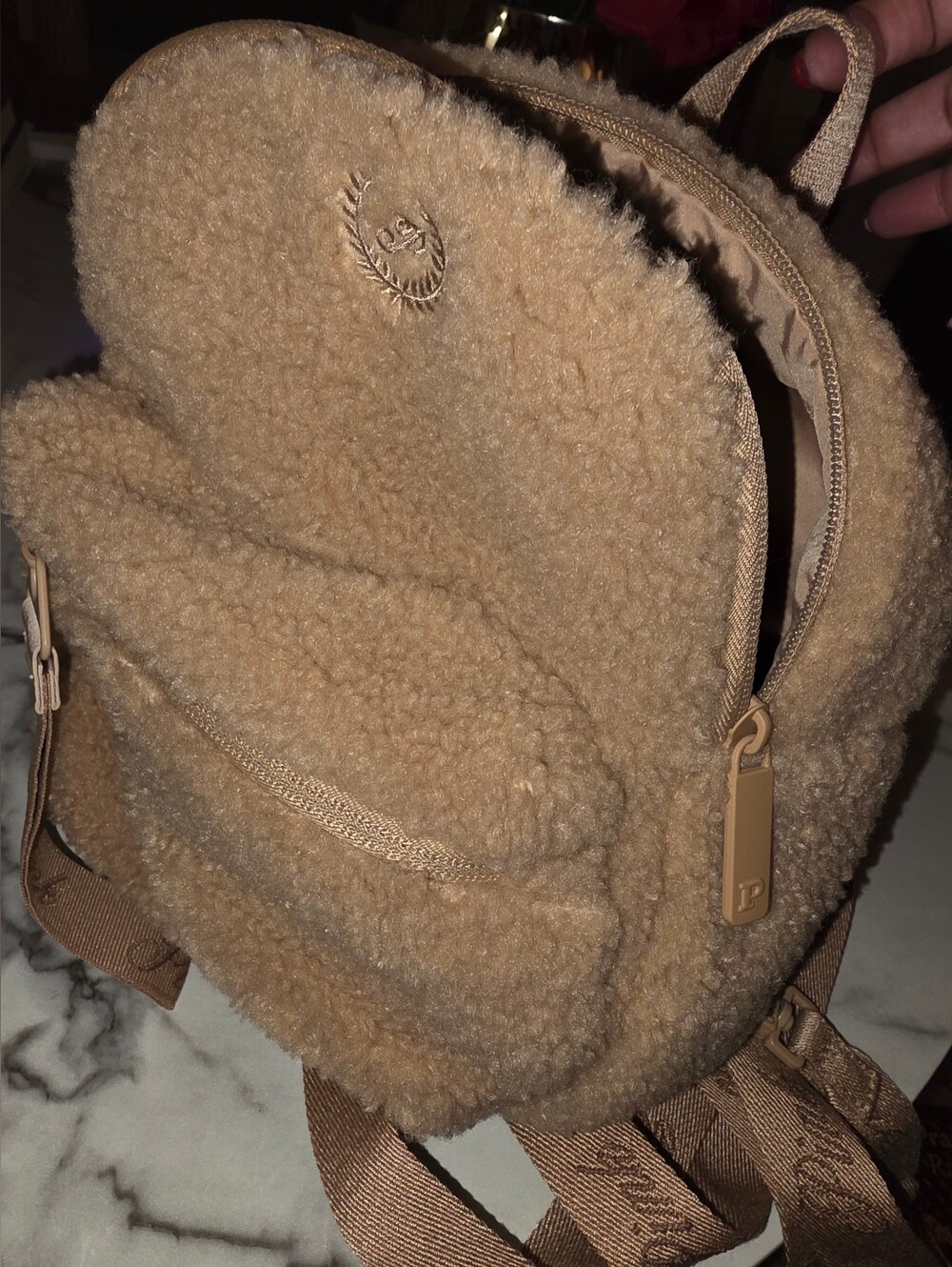 PINK Victoria's Secret Tan Sherpa Mini Backpack